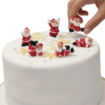 Tumbling Santa Christmas Cake Toppers – Set of 6