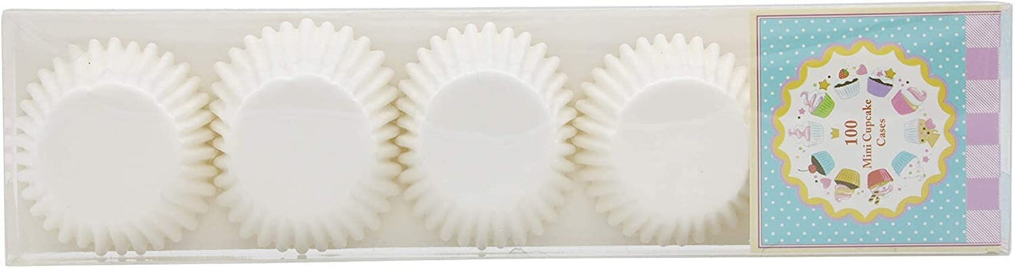 White 100 Mini Cupcake Cases Baking Muffin Petits Fours (White Colour) Keechi & co.