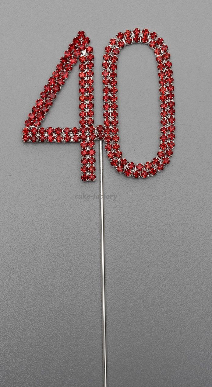 Ruby wedding anniversary cake pick topper  decoration 40th diamanté sparkly Keechi & co.