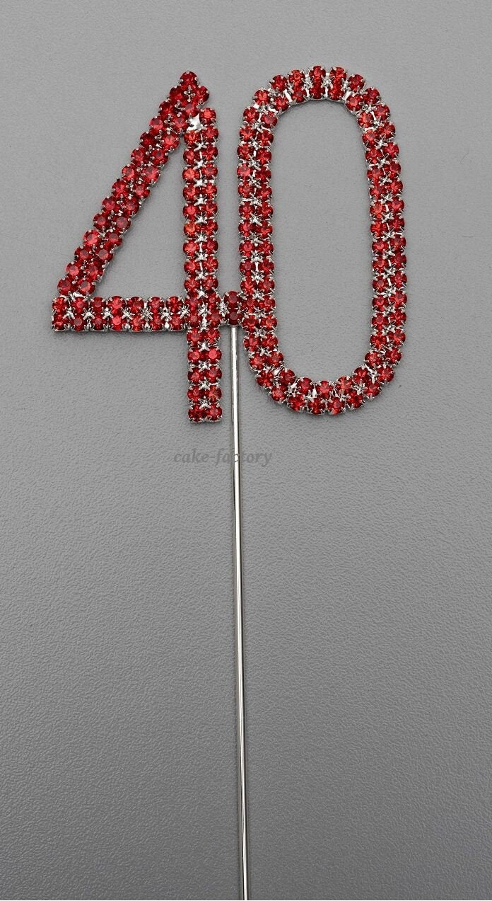 Ruby wedding anniversary cake pick topper  decoration 40th Diamante sparkly Keechi & co.