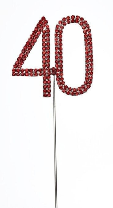 Ruby wedding anniversary cake pick topper  decoration 40th Diamante sparkly Keechi & co.