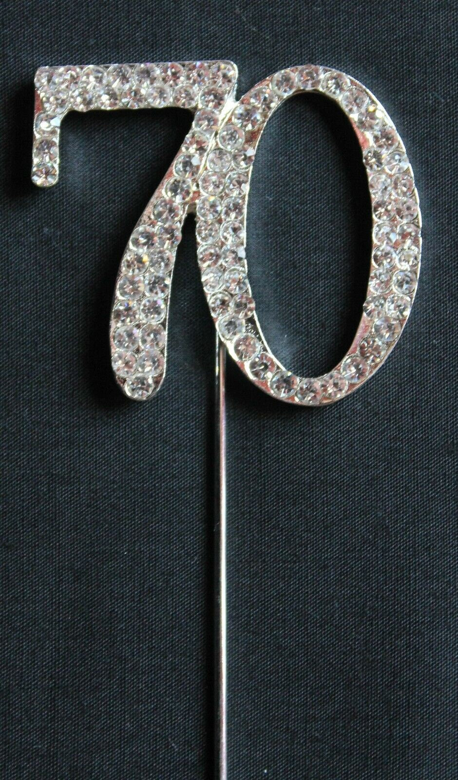 Silver Number 70 Cake Pick Topper Decoration 70th Diamante Sparkly Keechi & co.