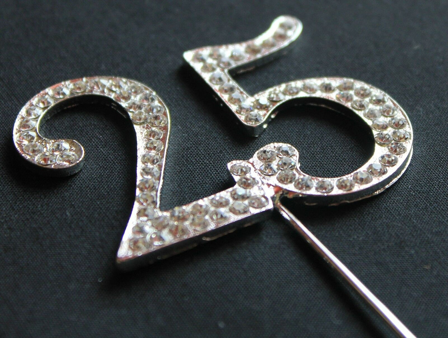 Silver Number 25 Cake Pick Topper Decoration 25th Diamante Sparkly Keechi & co.