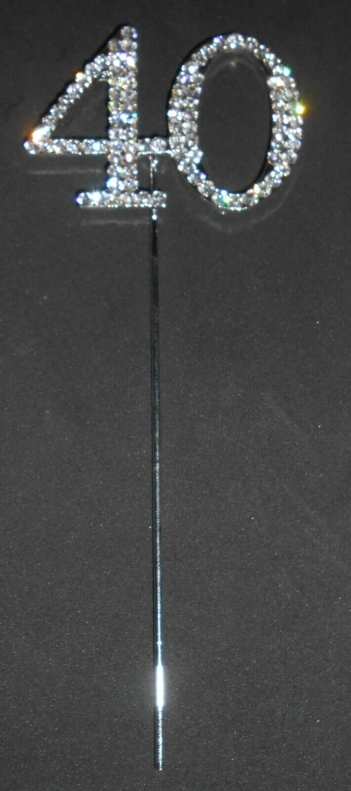 Silver Number 40 Cake Pick Topper Decoration 40th Diamante Sparkly Keechi & co.