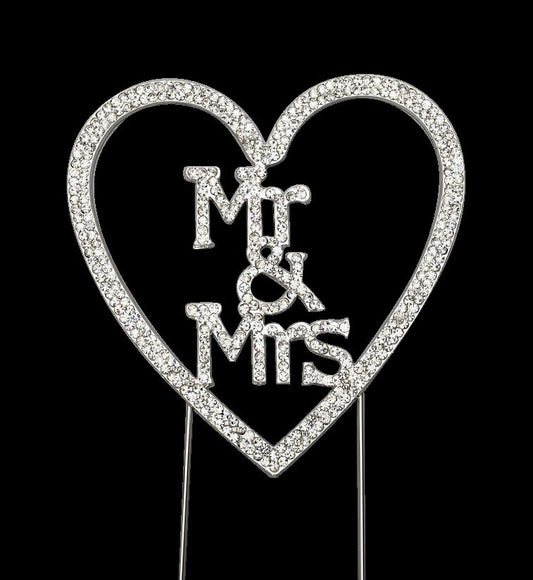 Mr & Mrs Cake Pick Topper Decoration Diamante Sparkly Wedding Cake Heart Keechi & co.