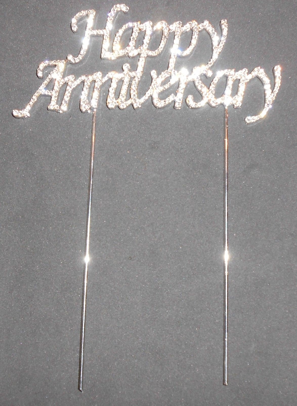 Happy Anniversary Cake Pick Topper Decoration Diamante Sparkly