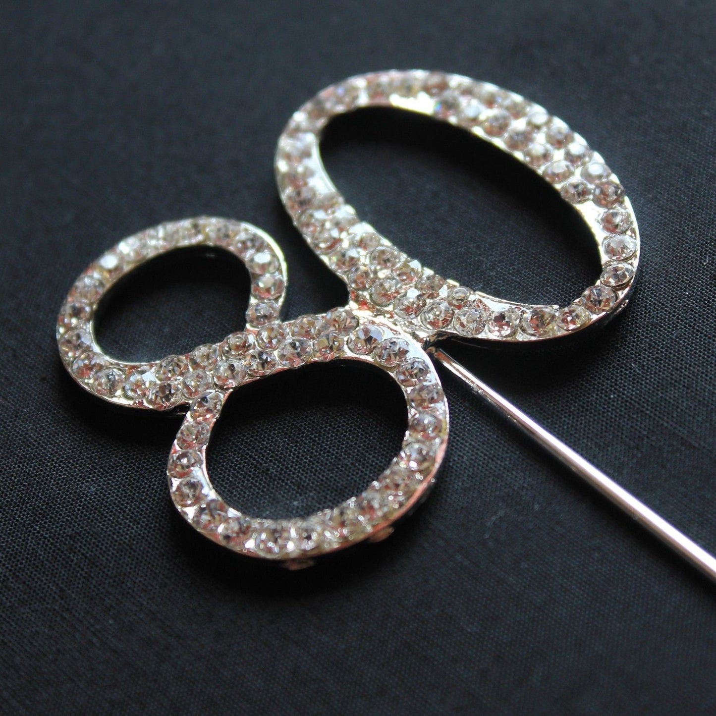 Silver Number 80 Cake Pick Topper Decoration 80th Diamante Sparkly Keechi & co.