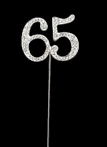 Silver Number 65 Cake Pick Topper Decoration 65th Diamante Sparkly Keechi & co.