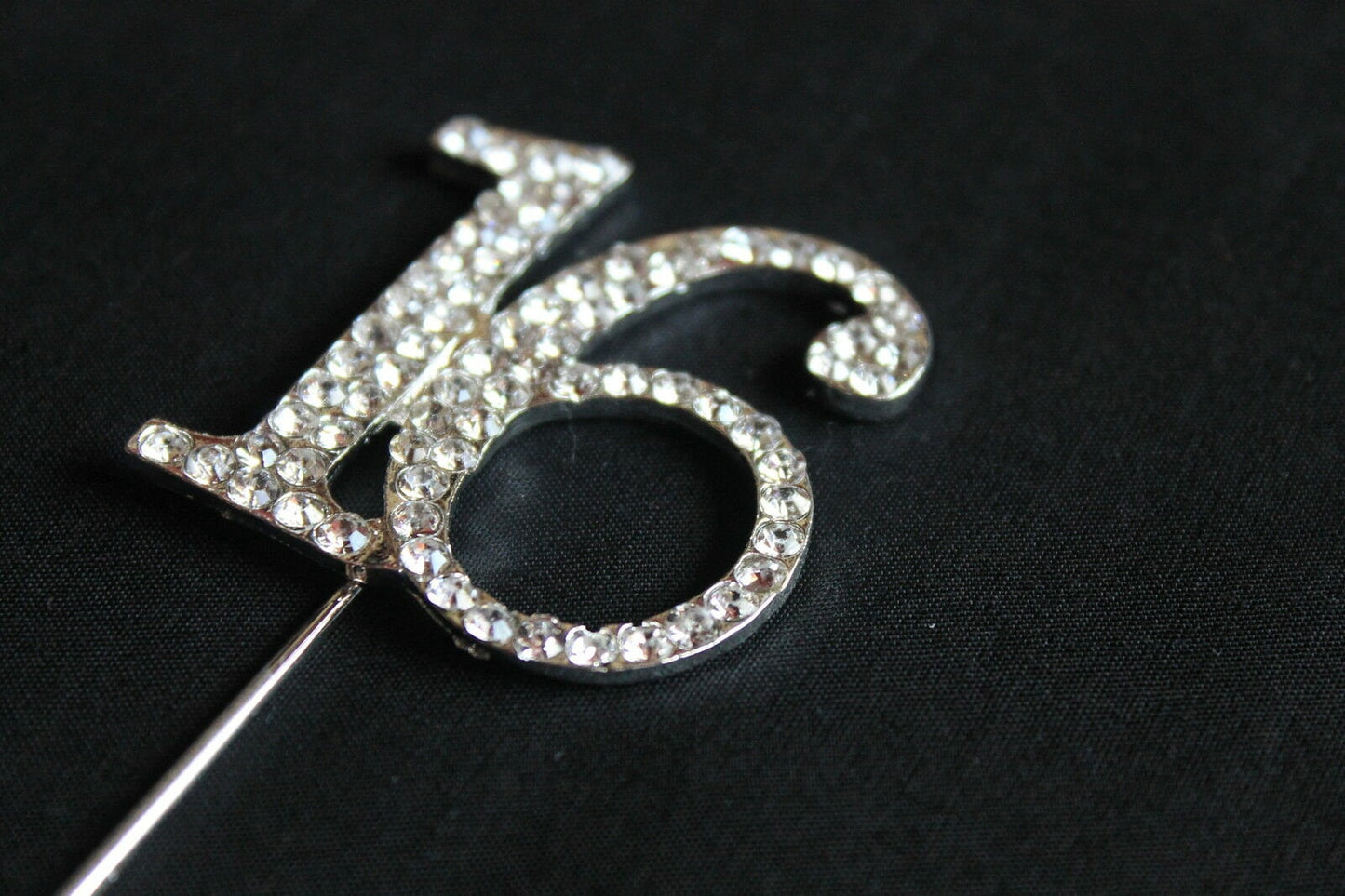 Silver Number 16 Cake Pick Topper Decoration 16th Diamante Sparkly Keechi & co.