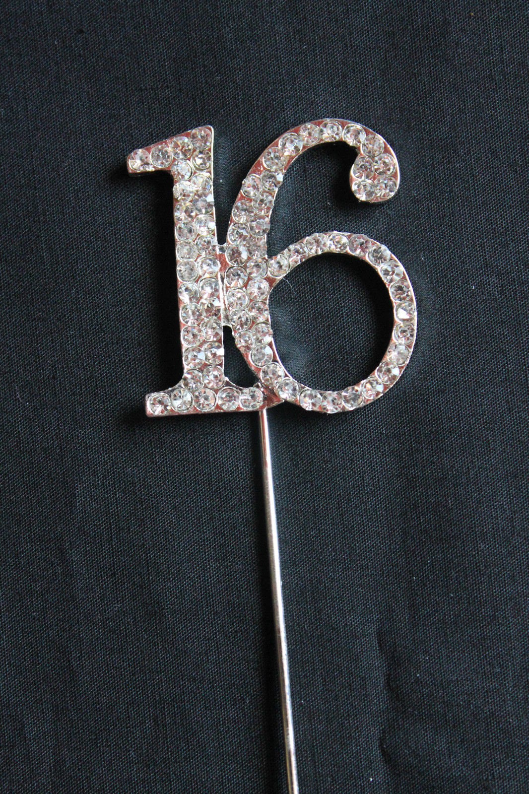 Silver Number 16 Cake Pick Topper Decoration 16th Diamante Sparkly Keechi & co.