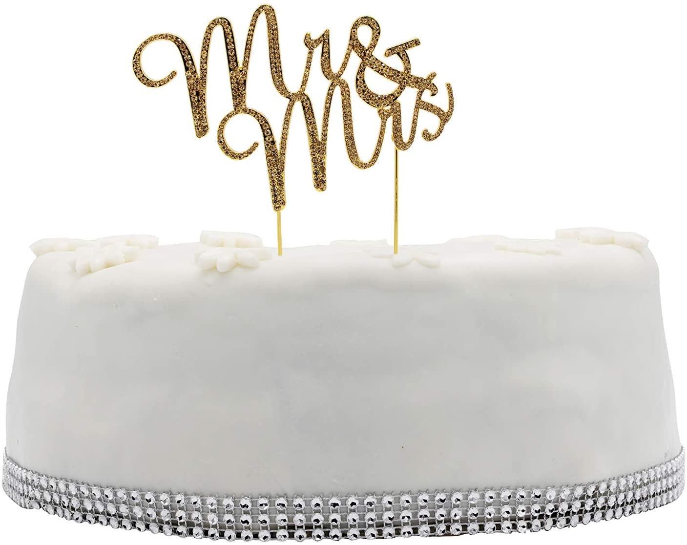 Weddings Engagement Anniversary Cake Topper Decoration MR & MRS 5 cm Letter Rhinestone Diamante Gold Colour Keechi & co.