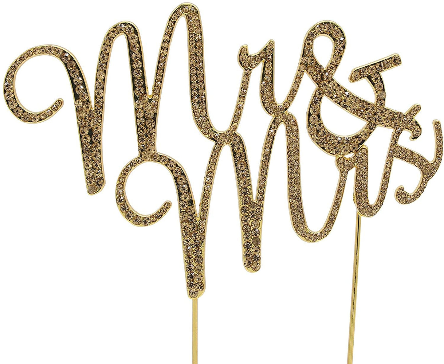 Weddings Engagement Anniversary Cake Topper Decoration MR & MRS 5 cm Letter Rhinestone Diamante Gold Colour Keechi & co.