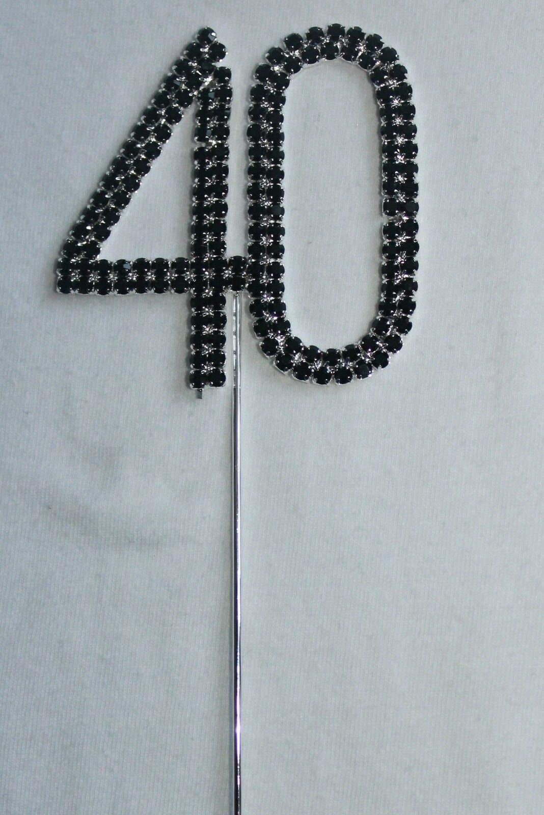 Black Number 40 Cake Pick Topper Decoration 40th Diamante Sparkly Keechi & co.