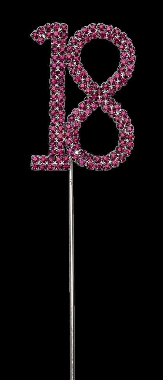 Pink Number 18 Cake Pick Topper Decoration 18th Diamante Sparkly Keechi & co.