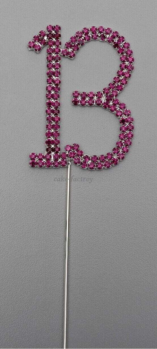 Pink Number 13 Cake Pick Topper Decoration 13th Diamante Sparkly Keechi & co.