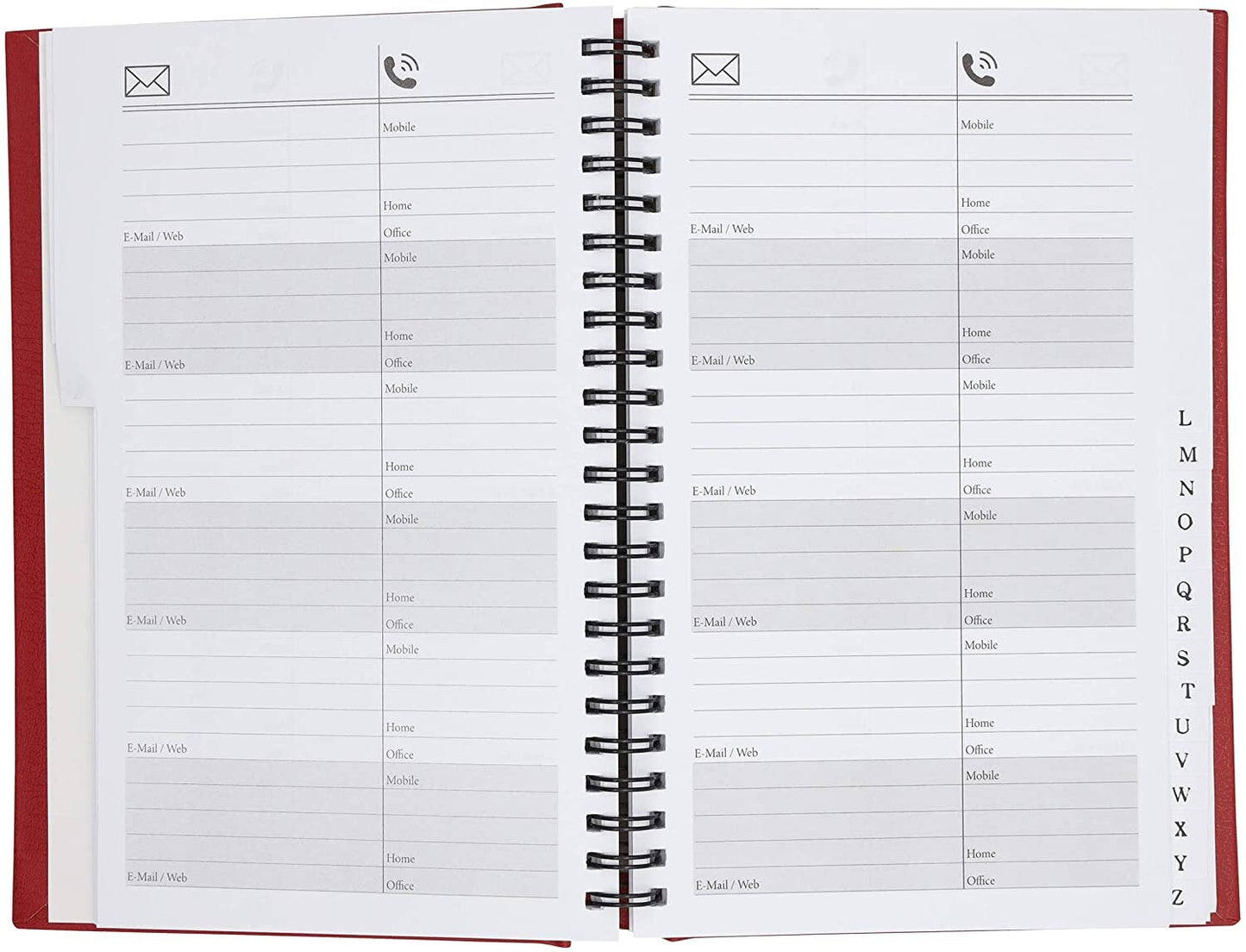 Telephone Address Book A-Z Index Hard Back Cover A5 Address Book Spiral Desgin (Red Spiral) Keechi & co.