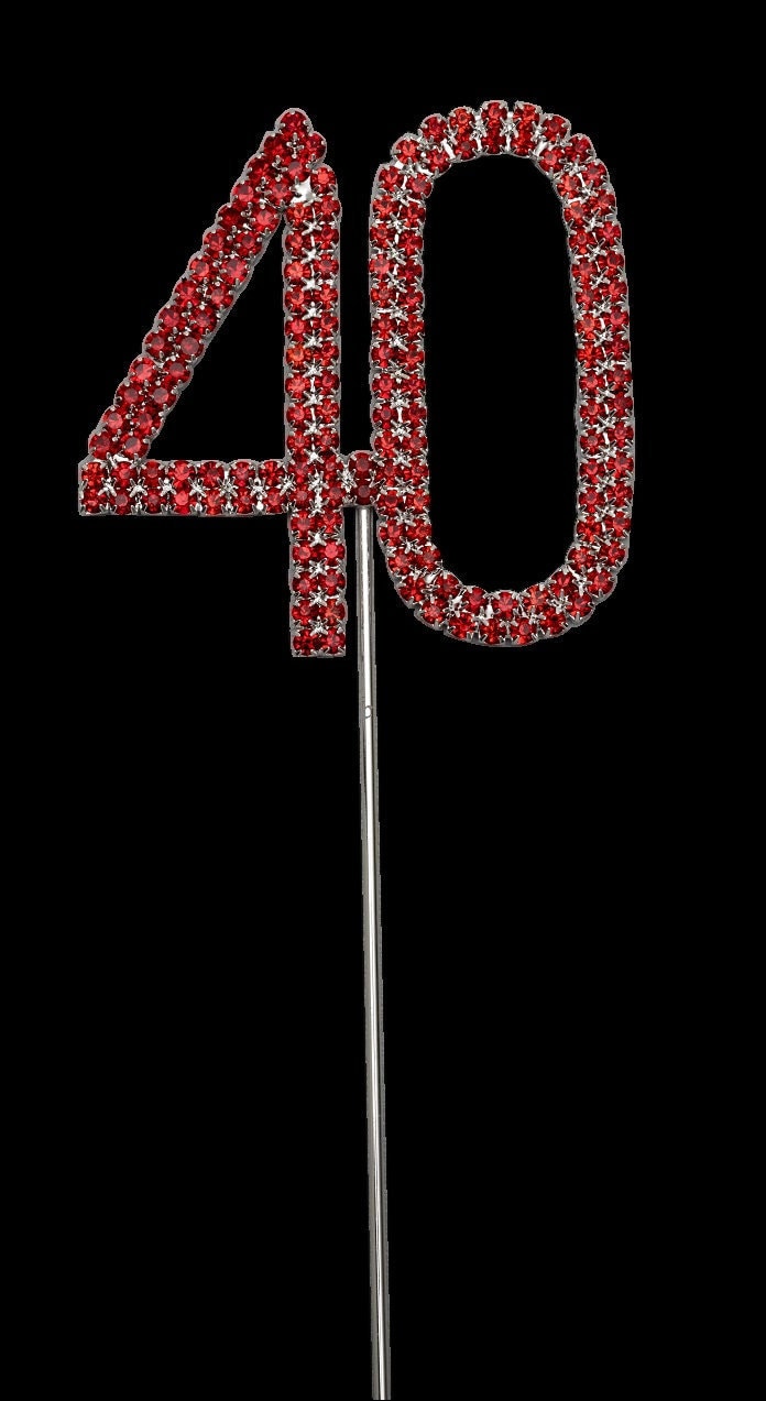 Ruby wedding anniversary cake pick topper  decoration 40th diamanté sparkly Keechi & co.