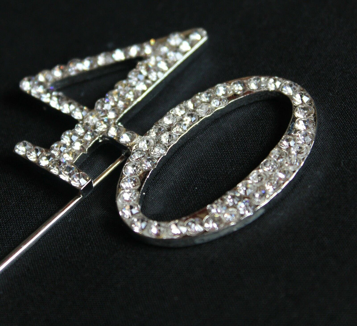 Silver Number 40 Cake Pick Topper Decoration 40th Diamante Sparkly Keechi & co.