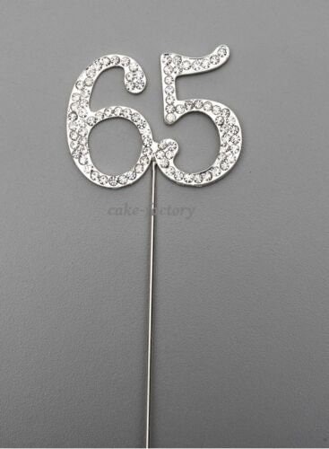 Silver Number 65 Cake Pick Topper Decoration 65th Diamante Sparkly Keechi & co.