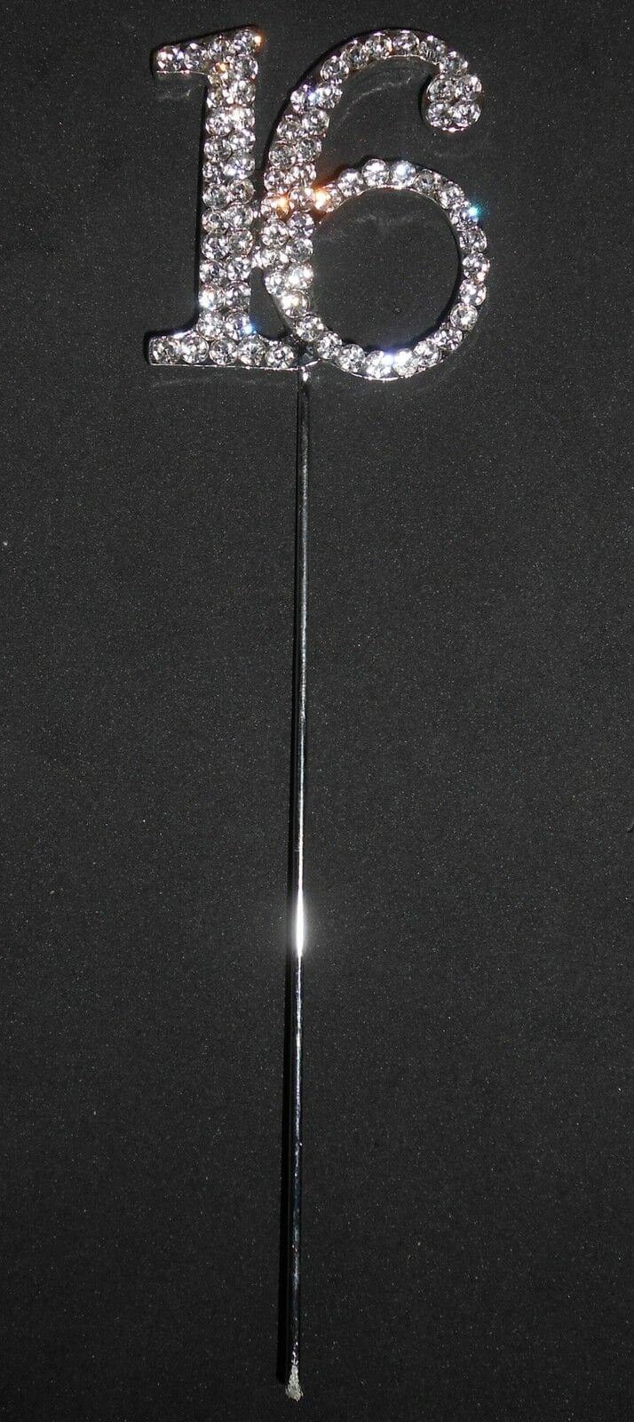 Silver Number 16 Cake Pick Topper Decoration 16th Diamante Sparkly Keechi & co.