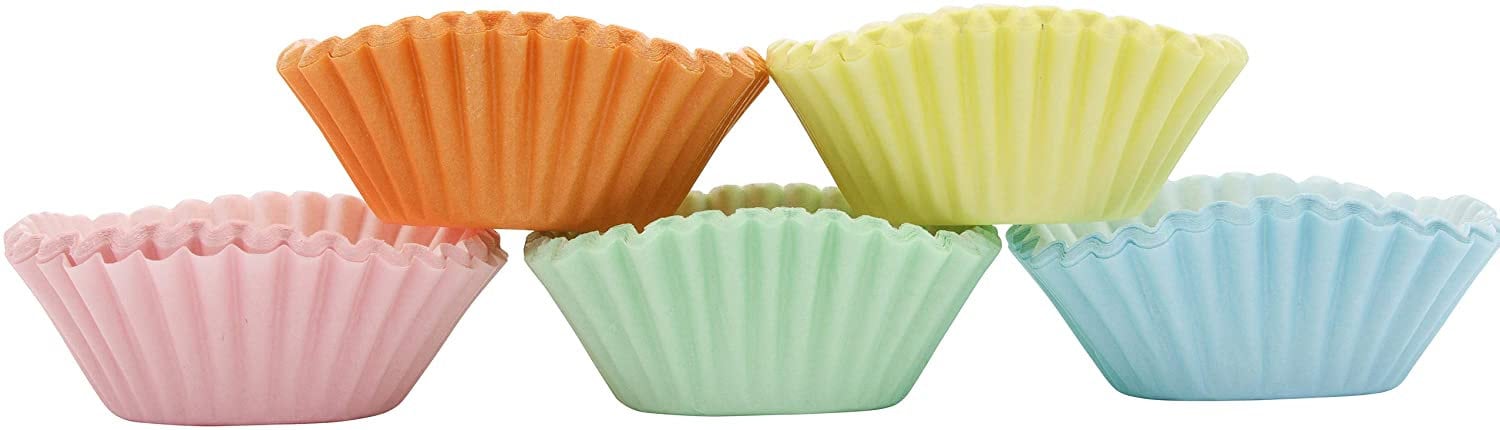 100 Mini Cupcake Cases Baking Muffin Cake Birthday Wedding Home Party (Pastel Mix) Keechi & co.