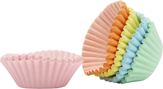 100 Mini Cupcake Cases Baking Muffin Cake Birthday Wedding Home Party (Pastel Mix)