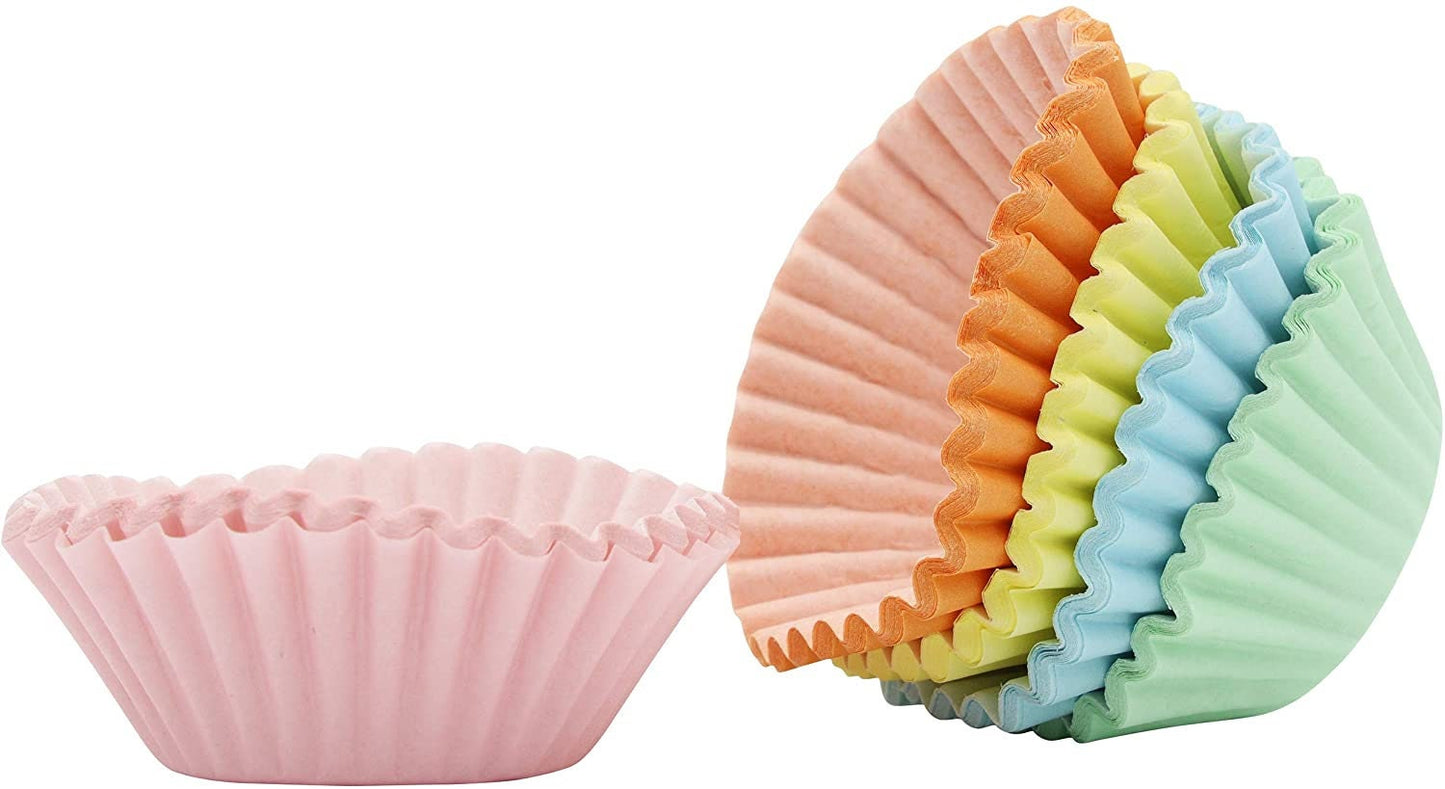 100 Mini Cupcake Cases Baking Muffin Cake Birthday Wedding Home Party (Pastel Mix)