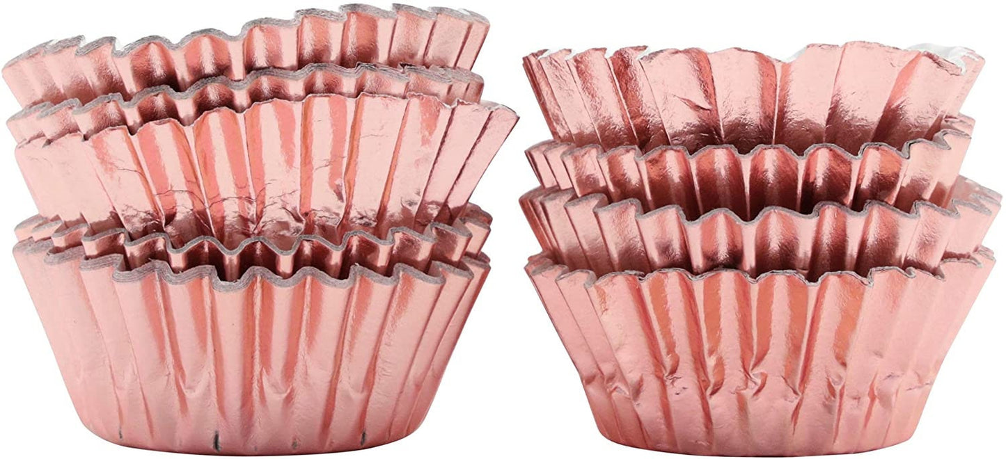 50 Mini Cupcake Cases Baking Muffin Cake Petits Fours Rose Gold FOIL