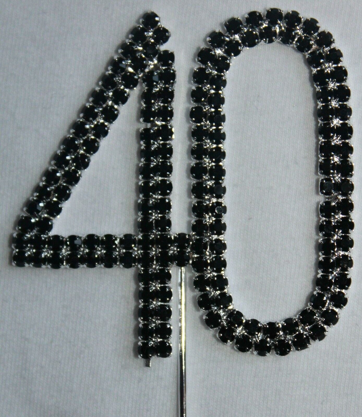 Black Number 40 Cake Pick Topper Decoration 40th Diamante Sparkly Keechi & co.