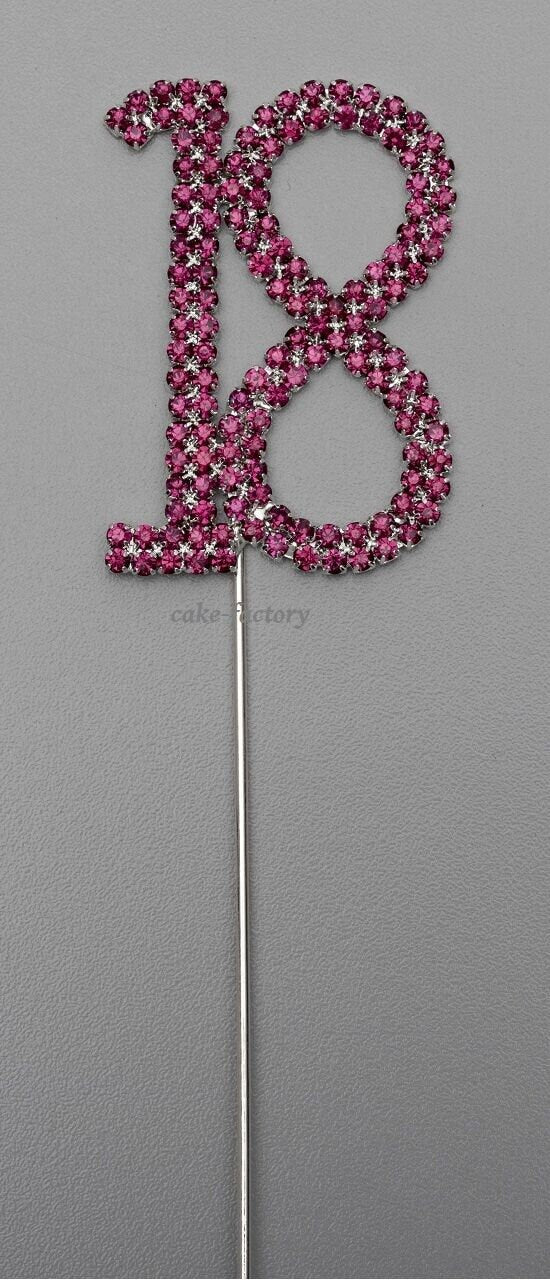 Pink Number 18 Cake Pick Topper Decoration 18th Diamante Sparkly Keechi & co.