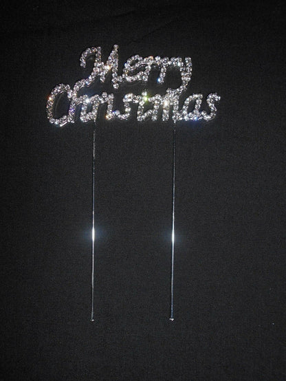 Merry Christmas Diamanté Cake Topper – Silver – image 3