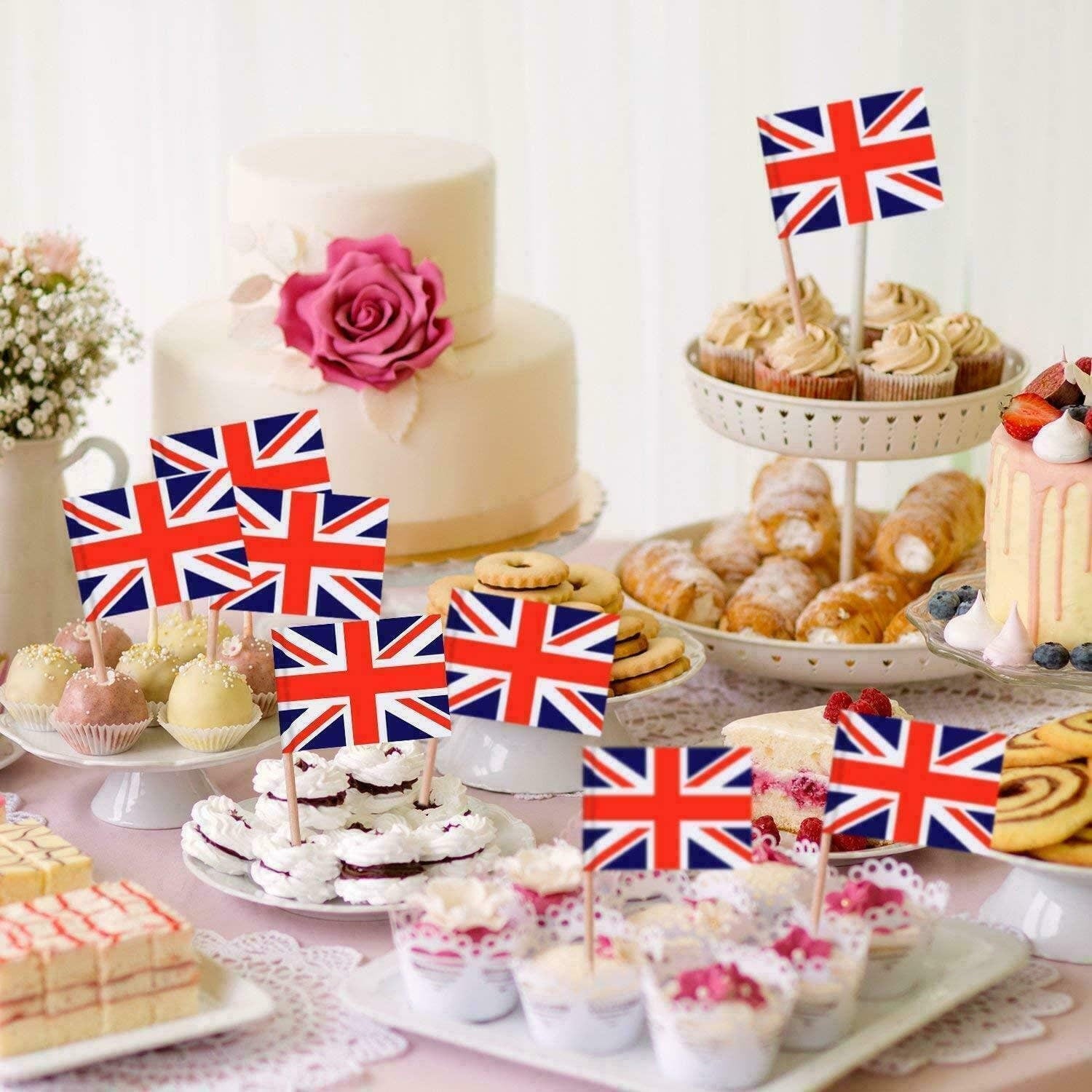 50 Union Jack Cocktail Sticks Flags Platinum Jubilee Queen Cake Topper Pick Etsy