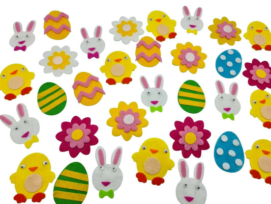 32 Easter Felt Decorative Stickers Cute Card Crafts Embellishments Chicks Bunny Keechi & co.