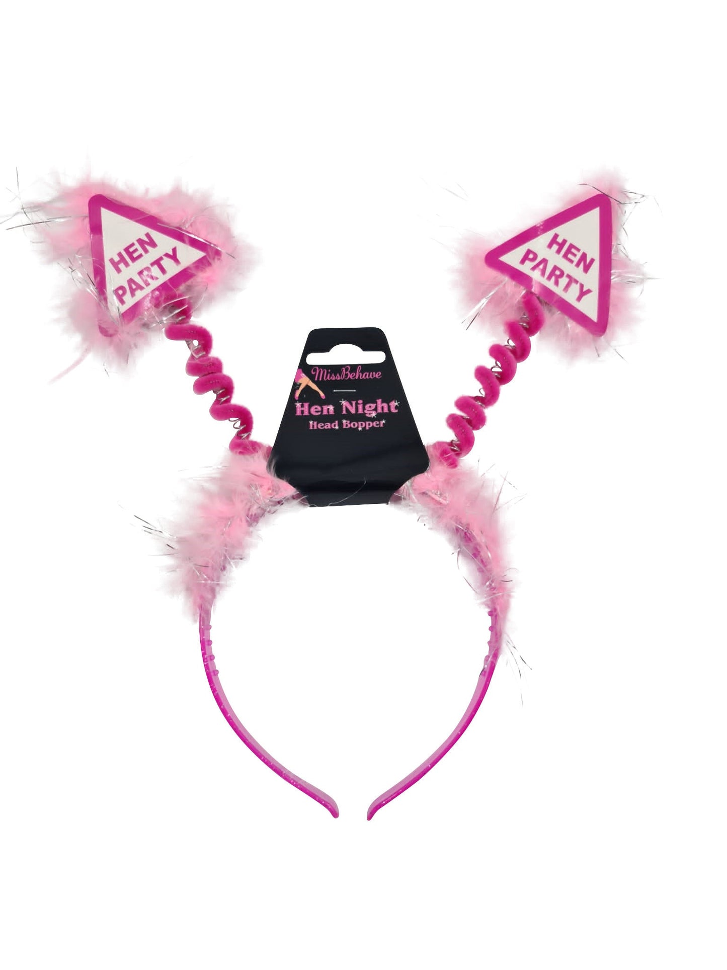 Hen Party Head Boppers Fur Girls Ladies Night Out Pink Headband cerise pink Keechi & co.