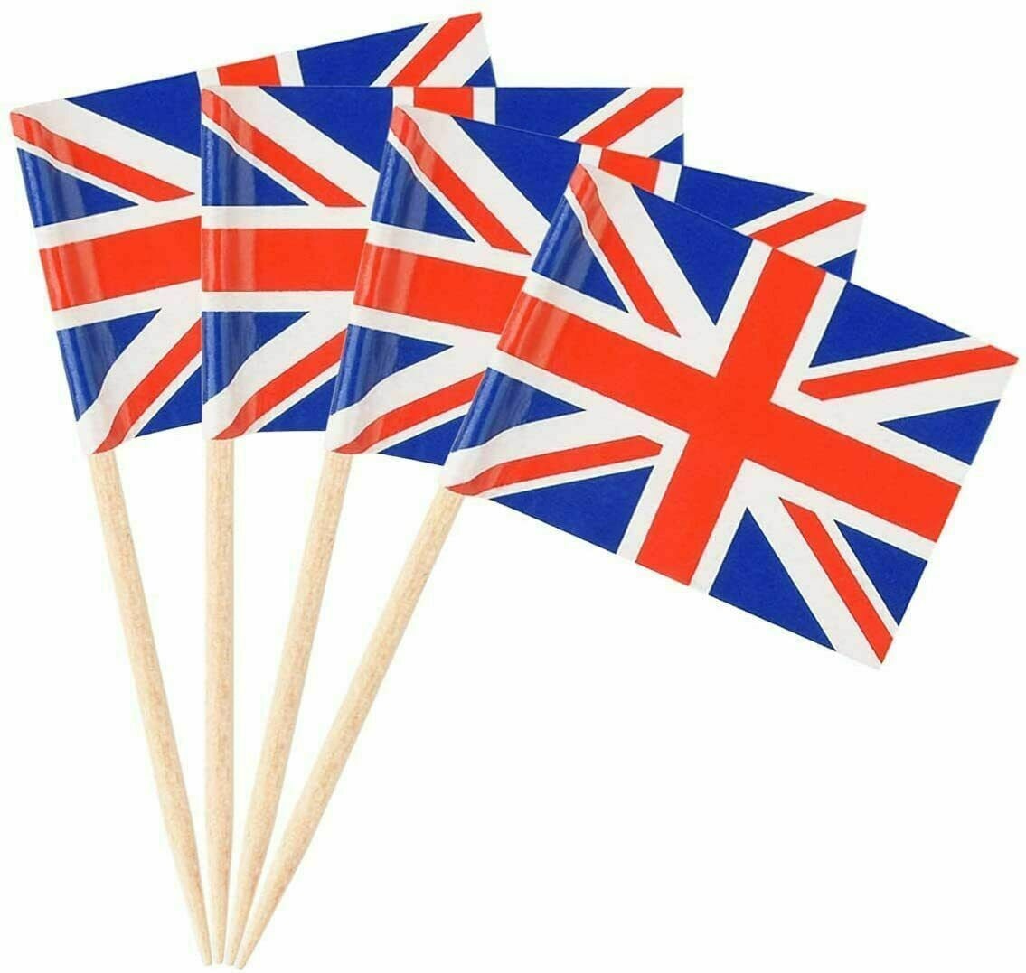 50 Union Jack Cocktail Sticks Flags Platinum Jubilee Queen Cake Topper Pick Etsy