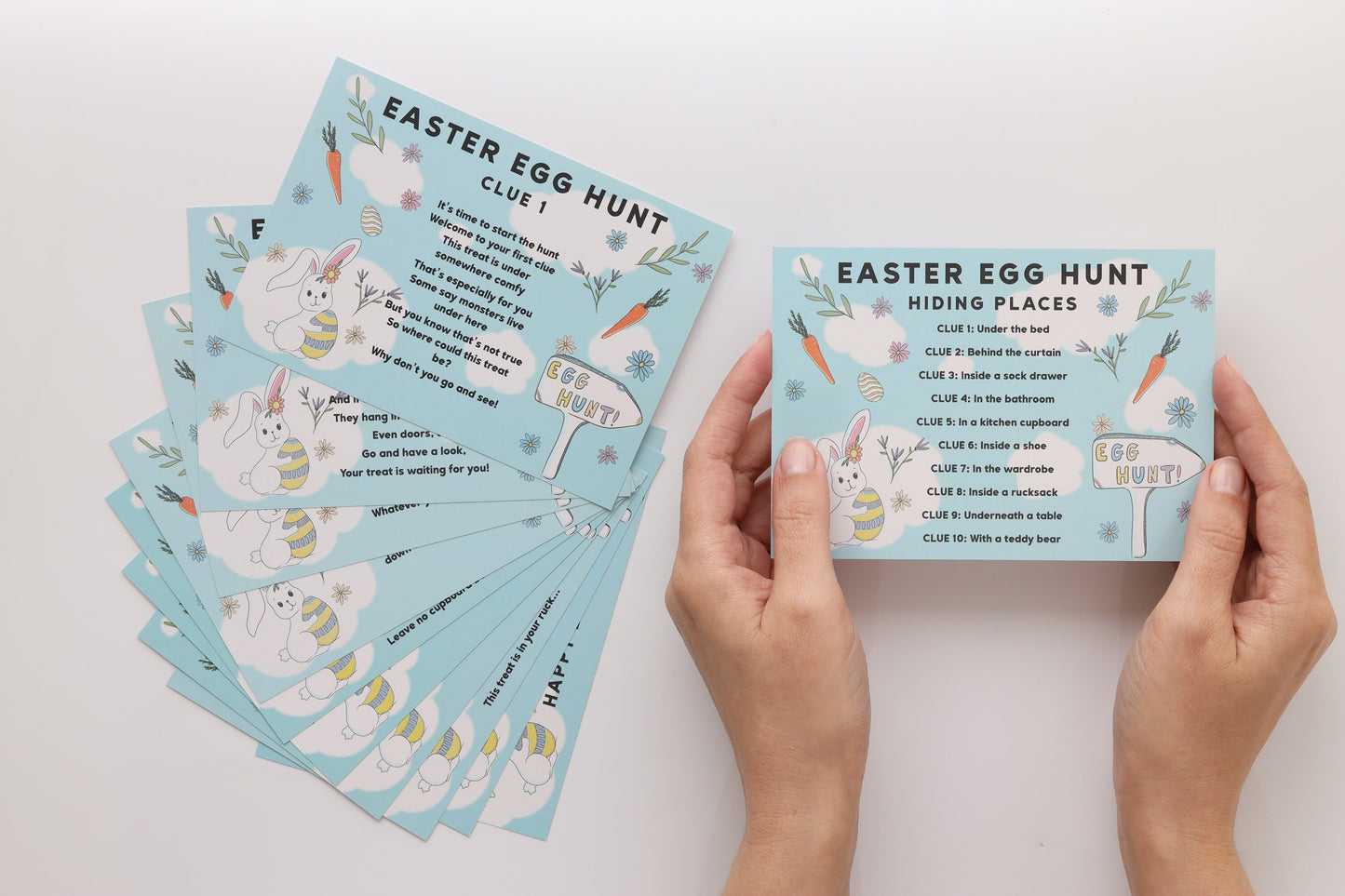Easter Egg Hunt Indoor Clues Games Bag Basket Ideas Party Trail Set 10 Cards
