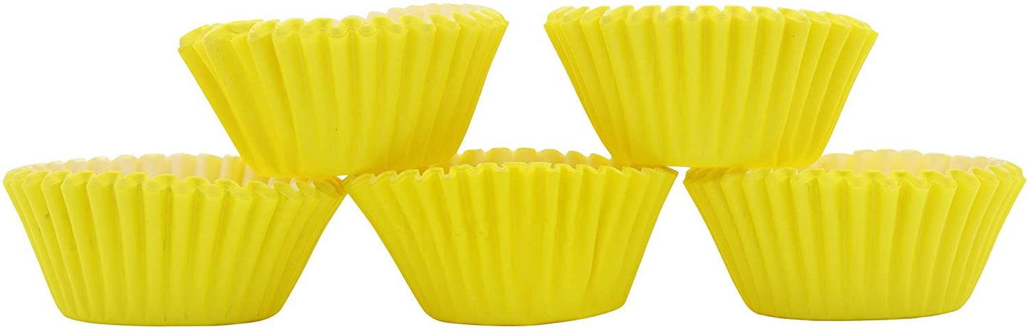 100 Mini Cupcake Cases Baking Muffin Cake Birthday Wedding Home Party (Yellow)