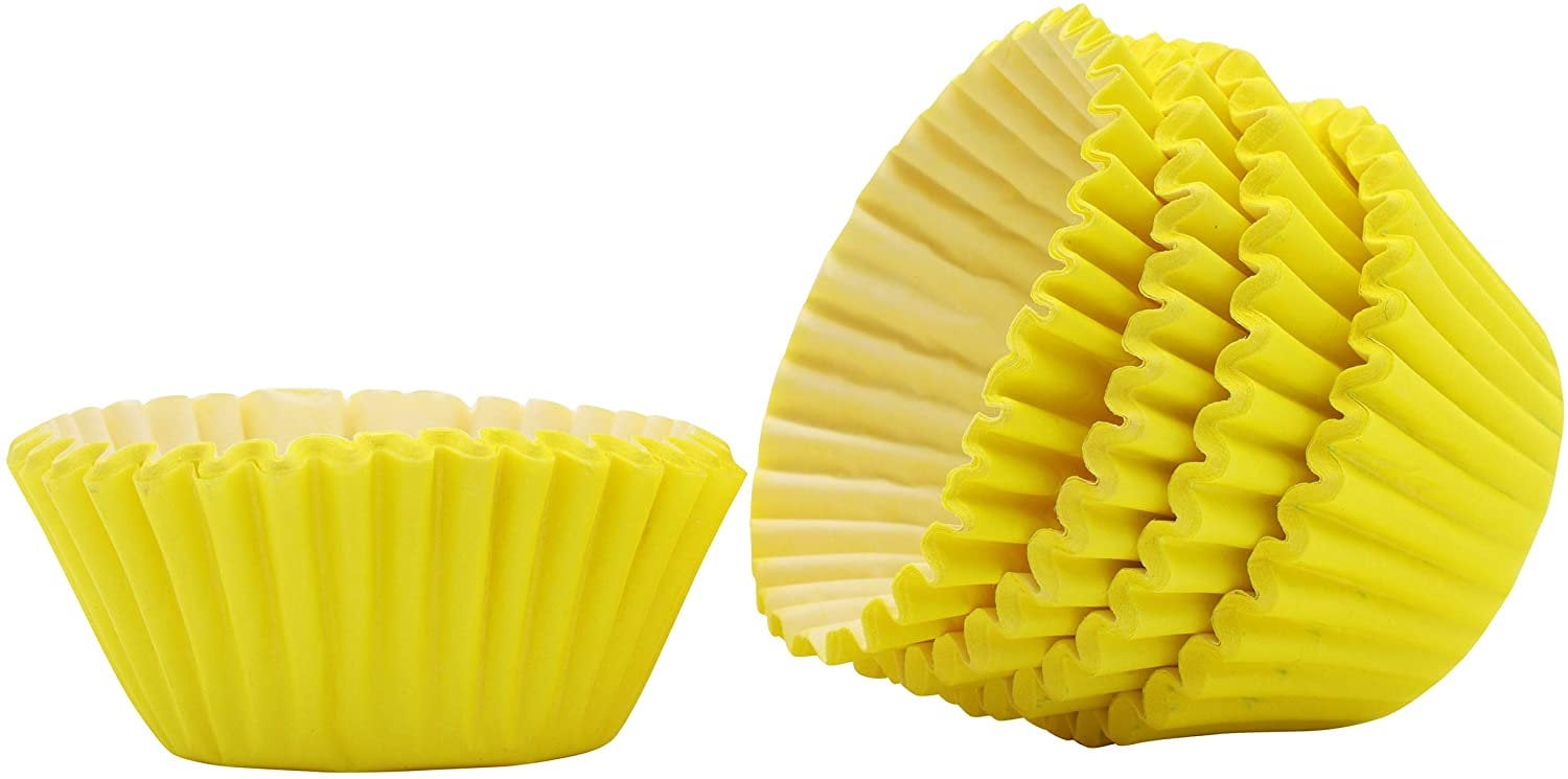 100 Mini Cupcake Cases Baking Muffin Cake Birthday Wedding Home Party (Yellow) Keechi & co.