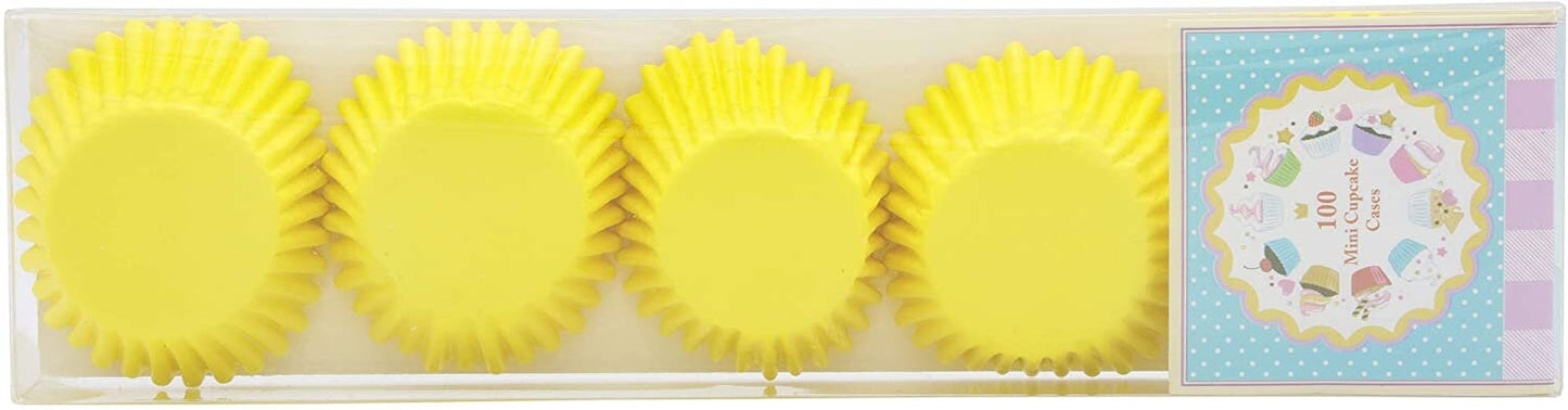 100 Mini Cupcake Cases Baking Muffin Cake Birthday Wedding Home Party (Yellow) Keechi & co.