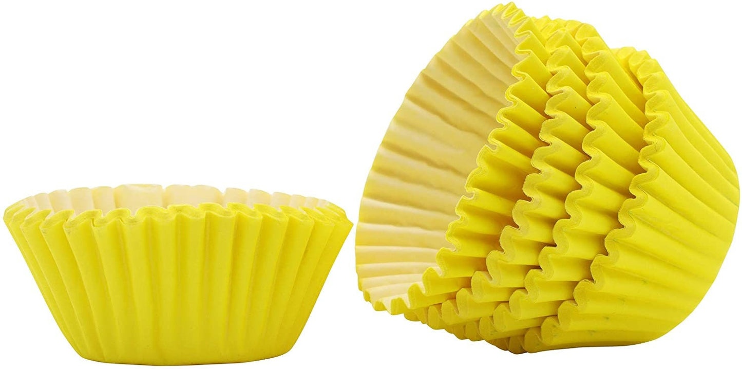 100 Mini Cupcake Cases Baking Muffin Cake Birthday Wedding Home Party (Yellow)