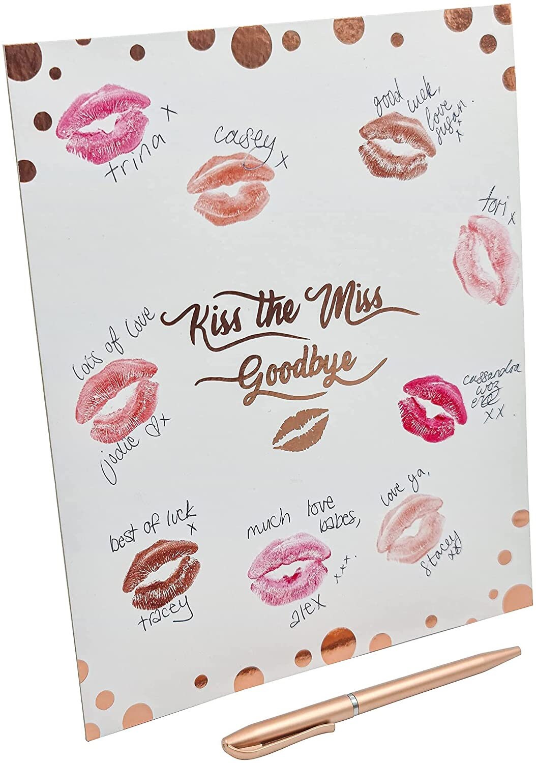 Hen Party Game Accessories Kiss The Miss Goodbye Rose Gold Foil Do Gift Keepsake