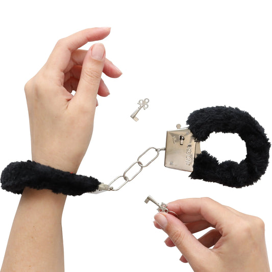 Fluffy Furry Handcuffs Fancy Dress Hen Stag Night Girls Party Role Play Black Keechi & co.