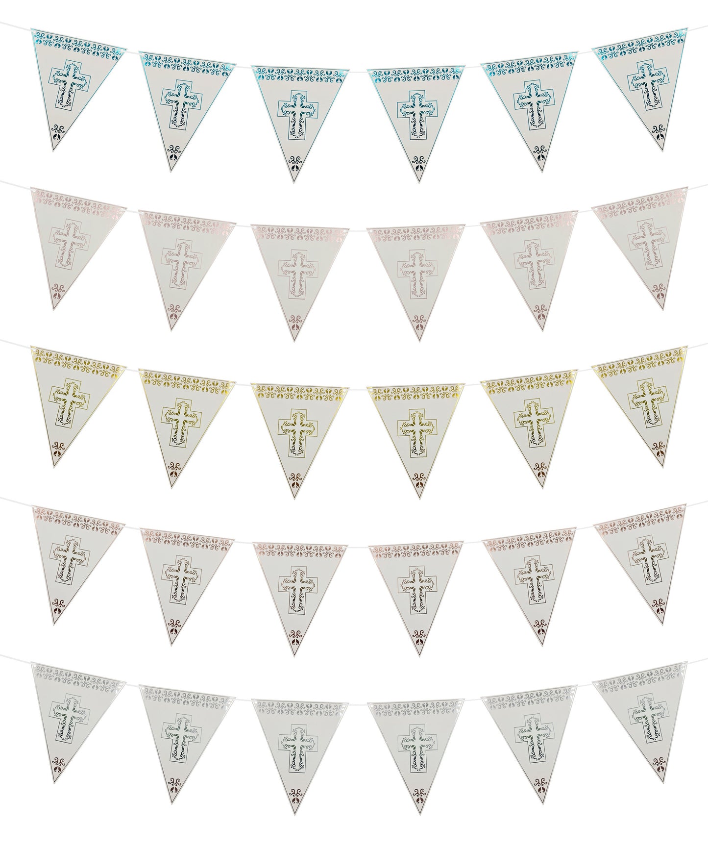 First Holy Cross Communion Bunting  8 Flag pink gold silver blue rose gold Garland Party ware Banner Decorations Keechi & co.