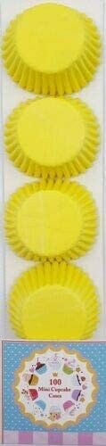 100 Mini Cupcake Cases Baking Muffin Cake Birthday Wedding Home Party (Yellow) Keechi & co.