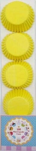 100 Mini Cupcake Cases Baking Muffin Cake Birthday Wedding Home Party (Yellow)