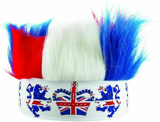 Union Jack Flag Red White Blue Afro Wig Queens Jubilee Party Fancy Dress Keechi & co.