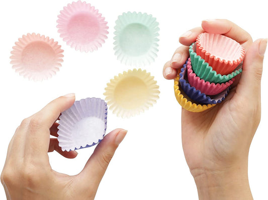 200 Pastel Rainbow Mini Cupcake Liners: Baking Paper Cases