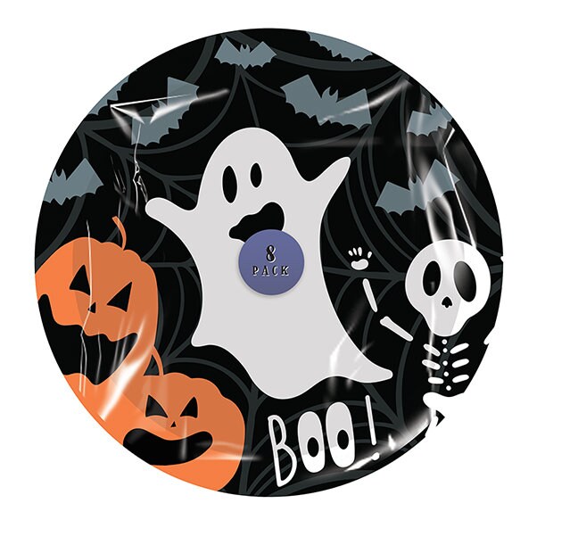 Halloween Paper Plates 22.5cm 8pk - Kids Party Table Decoration Decor Setting Keechi & co.