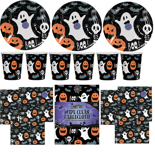 Halloween Partyware Children's Ghost Pumpkin Plates Cups Napkins Table Cover Keechi & co.