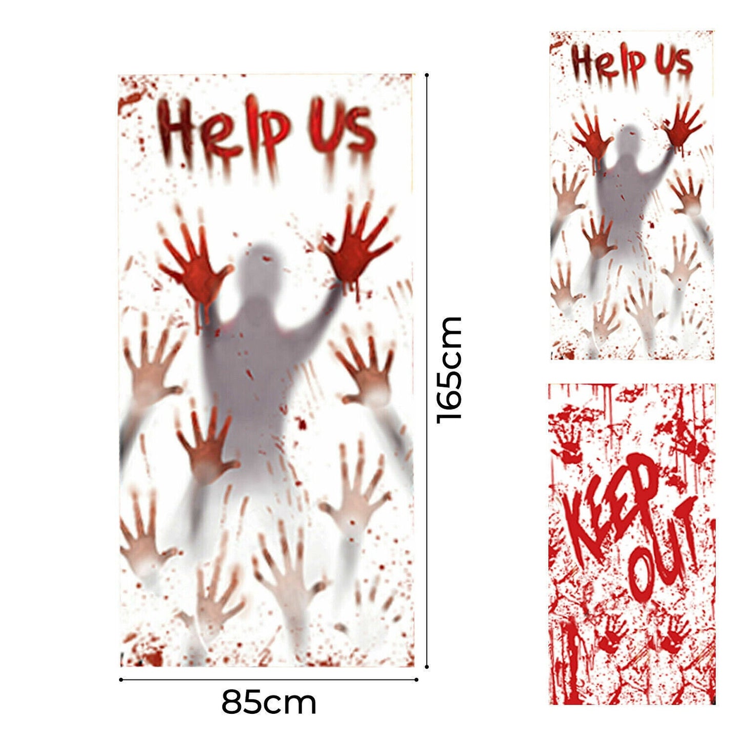 Bloody Door Cover Help Us Keep Out Wall Halloween Party Reusable Decorations New Keechi & co.